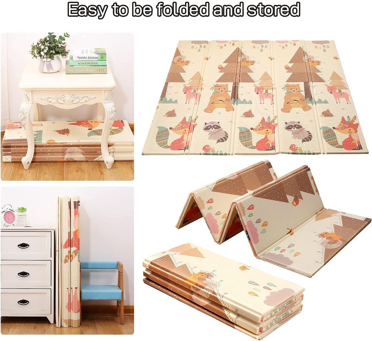 Baby Speelmat - Kruipkleed Peuters - Veilig Spelen - Dubbelzijdig Bedrukt - 195x148 cm Opvouwbaar - Meerkleurig — afbeelding 11
