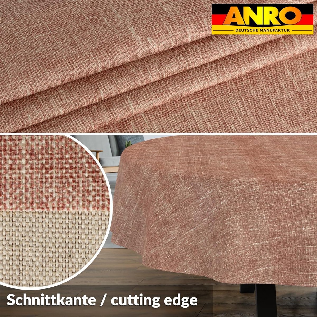 Afwasbaar Ovaal Tafelkleed Katoen Linnenlook Waterafstotend 180x140 cm Rood