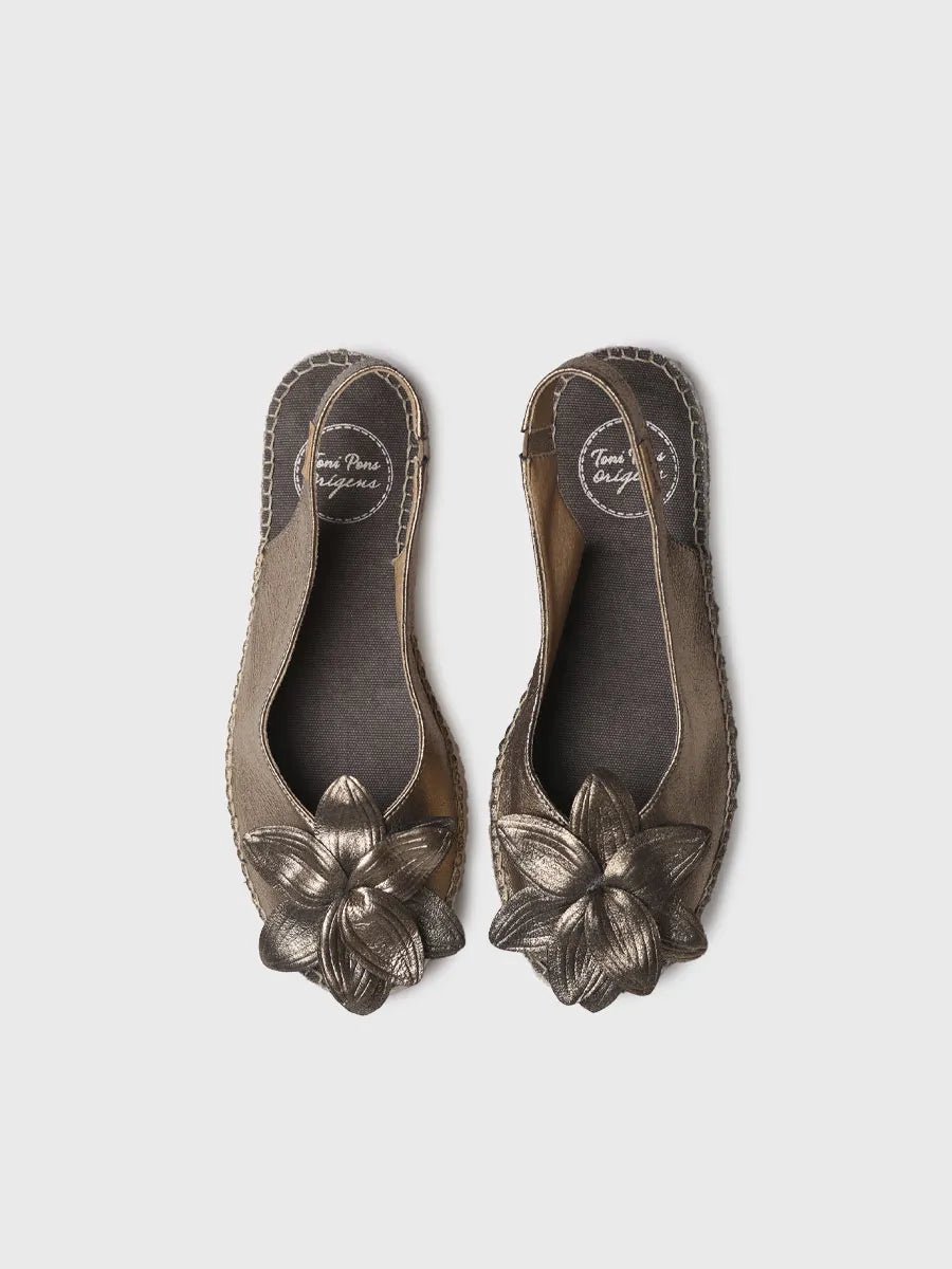 Metallic platte espadrilles voor dames met een bloemmotief | ERICA-FN