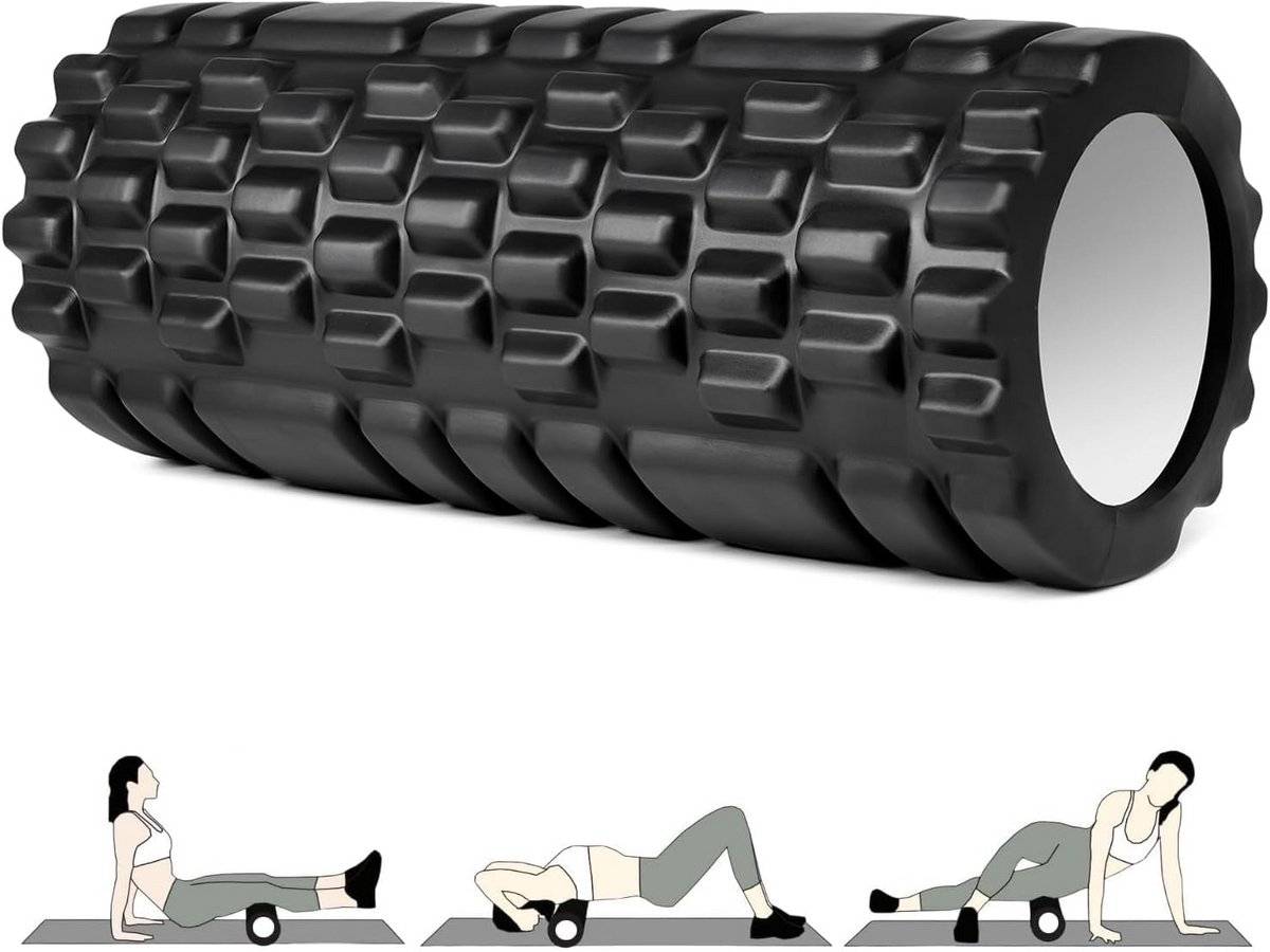 Professionele Spiermassagerol voor Yoga, Pilates en Herstel - Zwart