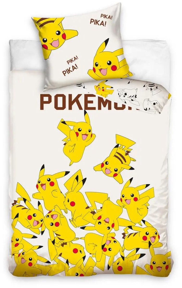 Pikachu Dekbedovertrek crème - 140 x 200 cm - 70 x 90 cm