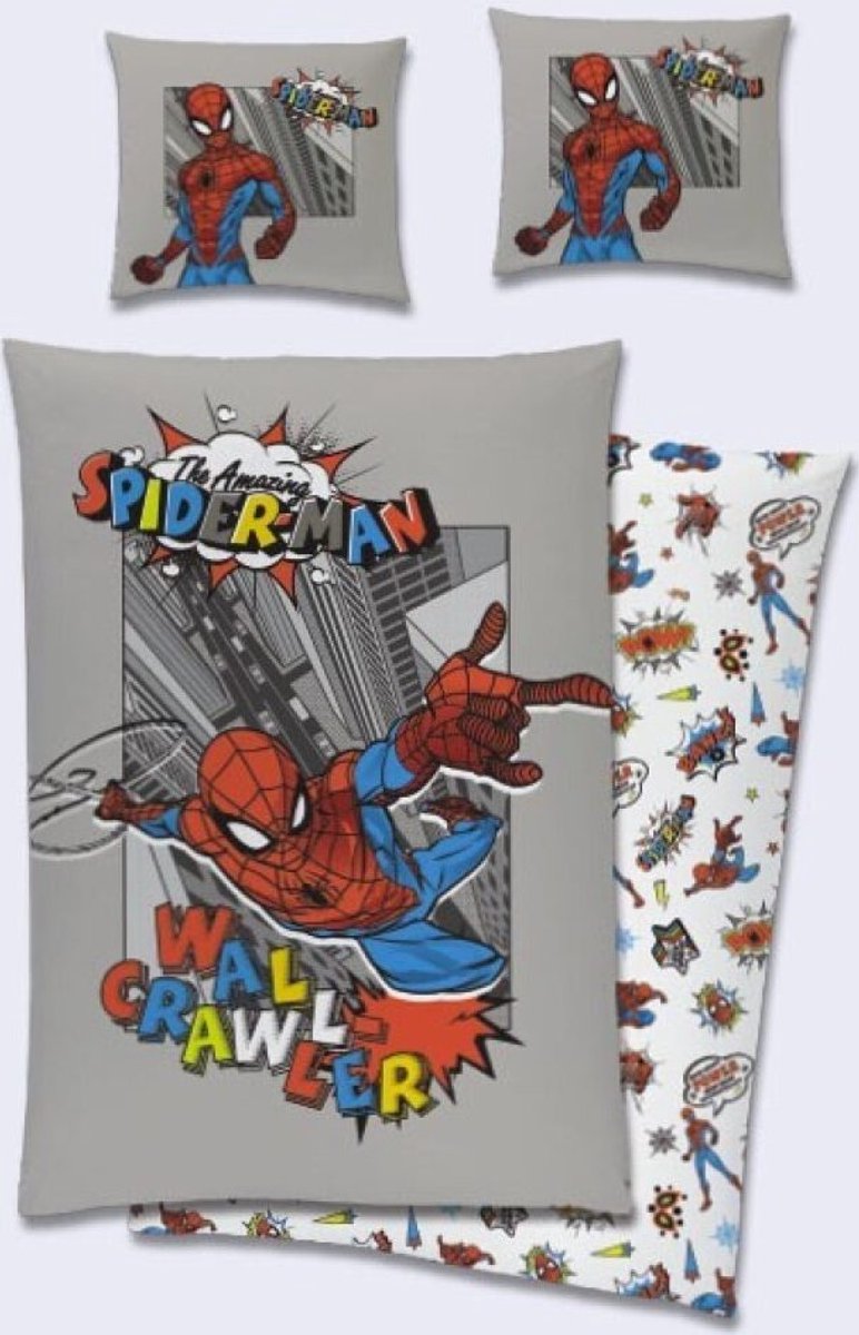 SpiderMan Dekbedovertrek Wall Crawler - 140 x 200 cm / 65 x 65 cm - Katoen