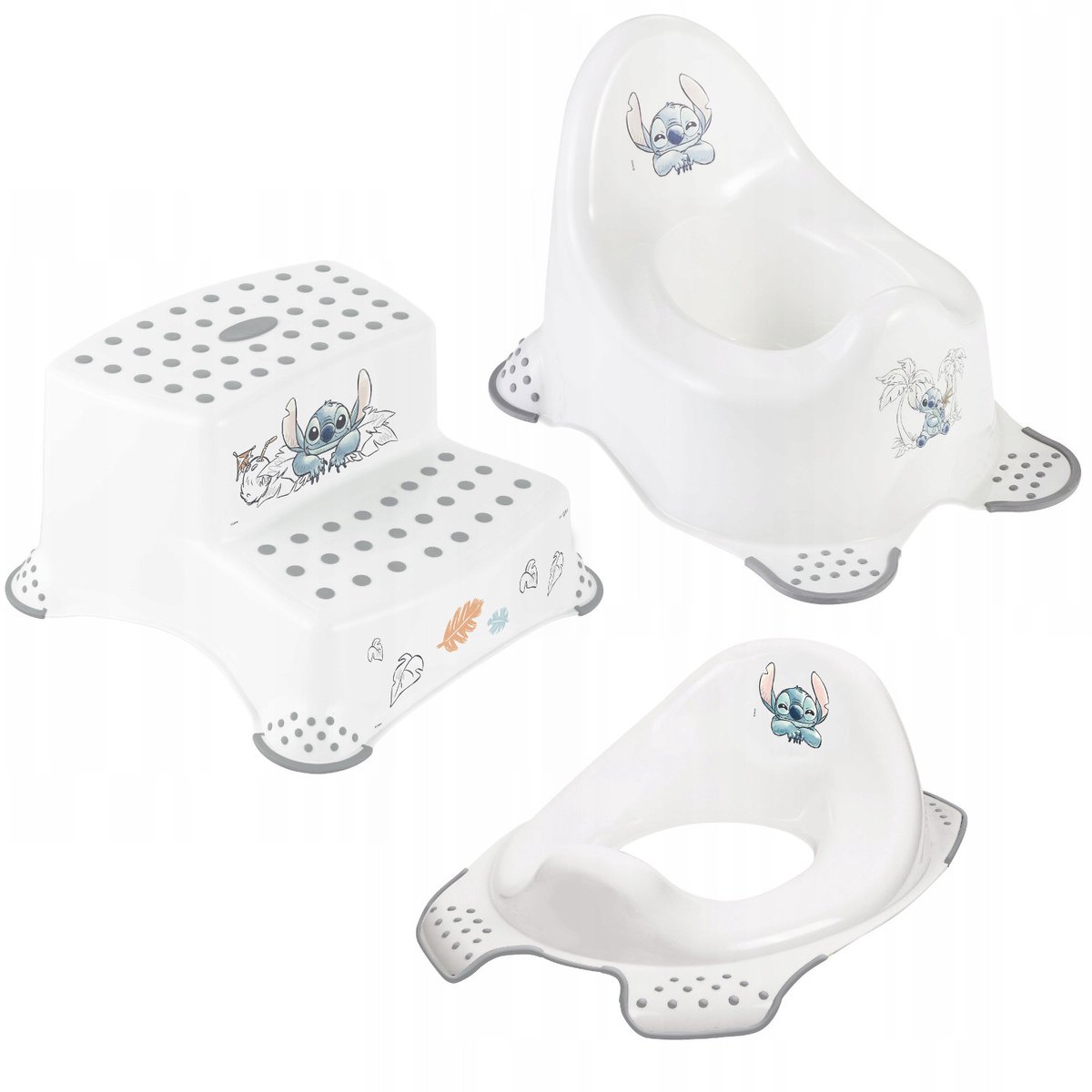 Keeeper - Set van Antislip Opstapje, Plaspot en Toilettrainer - Stitch - max. 120kg