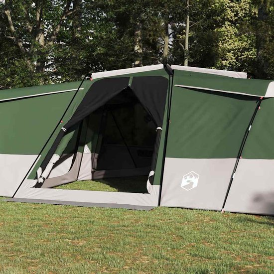 vidaXL - Familietent - met - dak - met - opslag - Groen - 833 - x - 585 - x - 216 - cm - taft van Merkloos — afbeelding 3