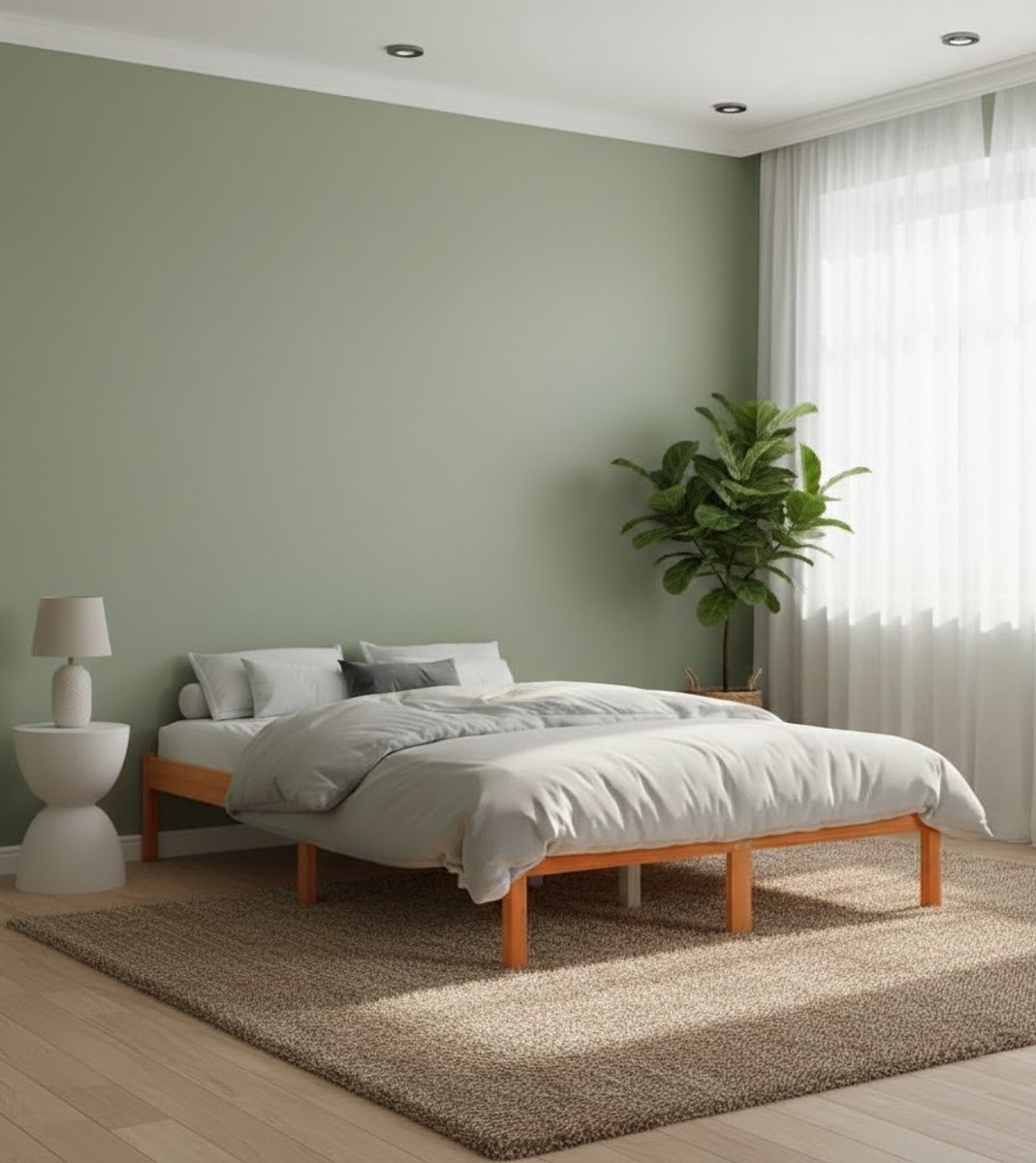 Massief Grenenhouten Bedframe 120x190 cm – Wax Bruin – Inclusief Lattenbodem – Robuust & Landelijk Design – Eenpersoons Houten Bed House & Graden