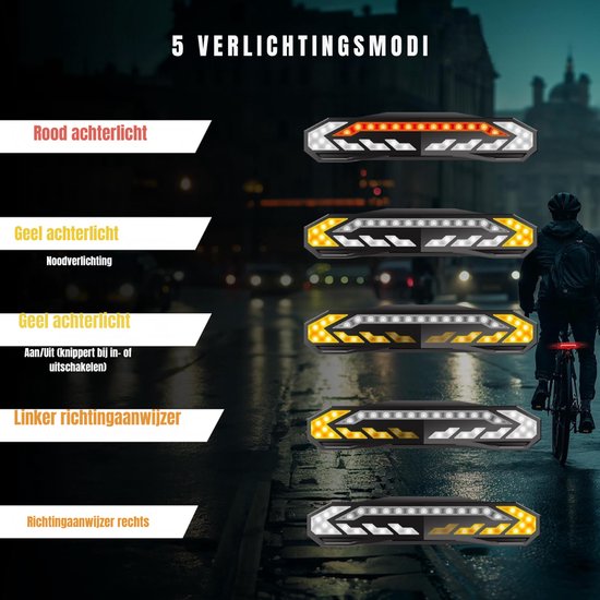 Florixa®Richtingaanwijzer Fiets - Knipperlicht - Knipperlicht Draadloos – Zwart - 12cm x 5cm x 3cm — afbeelding 3