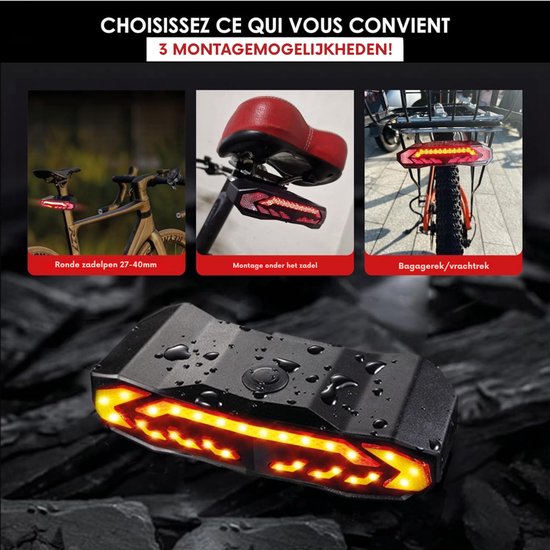 Florixa®Richtingaanwijzer Fiets - Knipperlicht - Knipperlicht Draadloos – Zwart - 12cm x 5cm x 3cm — afbeelding 2