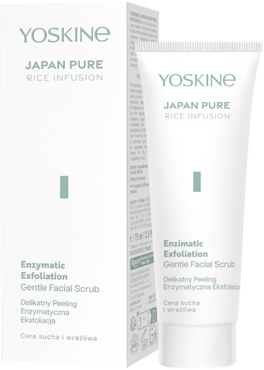 Yoskine Japan Pure Rice Infusion Enzymatische Gezichtspeeling – Zachte Enzyme Peeling tegen Oneffenheden & Grove Porien – Exfoliant Gezicht – 75 ml