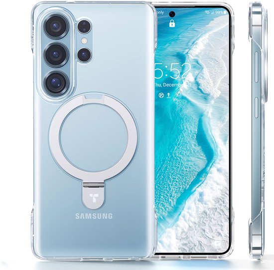 TORRAS Ostand Q1 Slim Hoesje pour Samsung Galaxy S26 Ultra - Transparent Hard Case - Open-Frame Design - Met Kickstand - MagSafe Compatible
