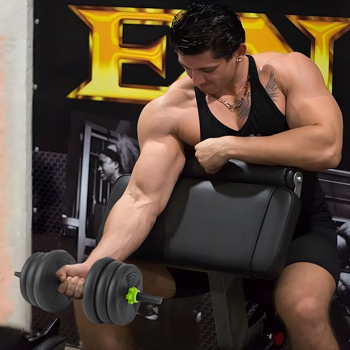Verstelbare Halterset - Haltergrepen - Verstelbare dumbbells - Voor Thuisgym & Fitnessoefeningen - Dumbbell, Halter, Kettlebell & Push-Up Set - Multifunctioneel Trainingsgewicht - 20kg – foto 4
