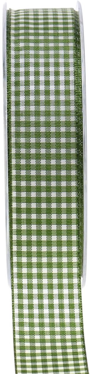 Cadeaulint ruitje groen 25mm 20m