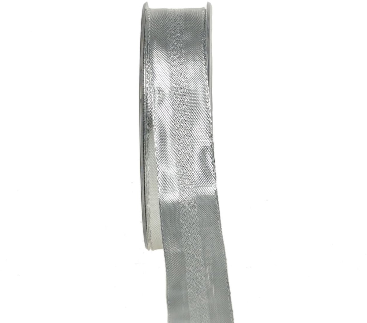 Decoratief lint zilver met strepen 25mm 20m