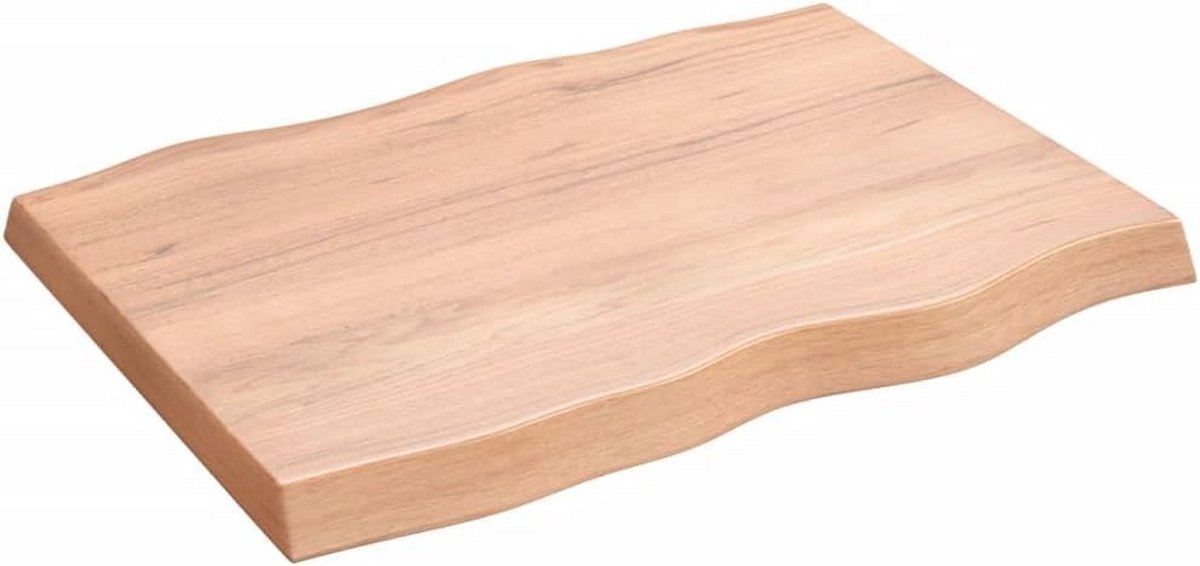 Massief Houten Tafelblad Eikenhout Lichtbruin Werkblad 80x60cm Ongeschuurd Rustieke Rand