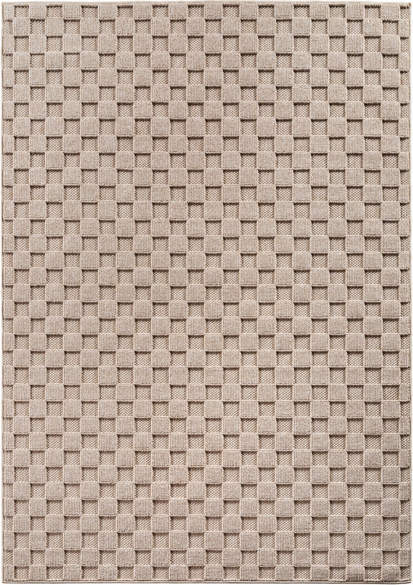 Ayyildiz Helix Geruit Vloerkleed Beige 80x250 cm – Laagpolig Tapijt met Ruitpatroon – Modern Vloerkleed voor Woonkamer en Slaapkamer