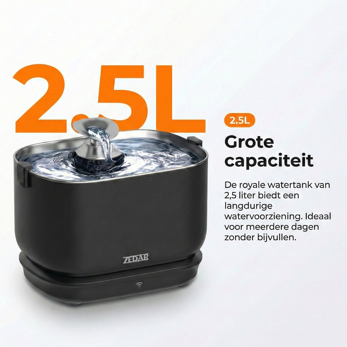 Zedar WF600 RVS Draadloze Drinkfontein met APP voor Kat of Hond thumbnail 3