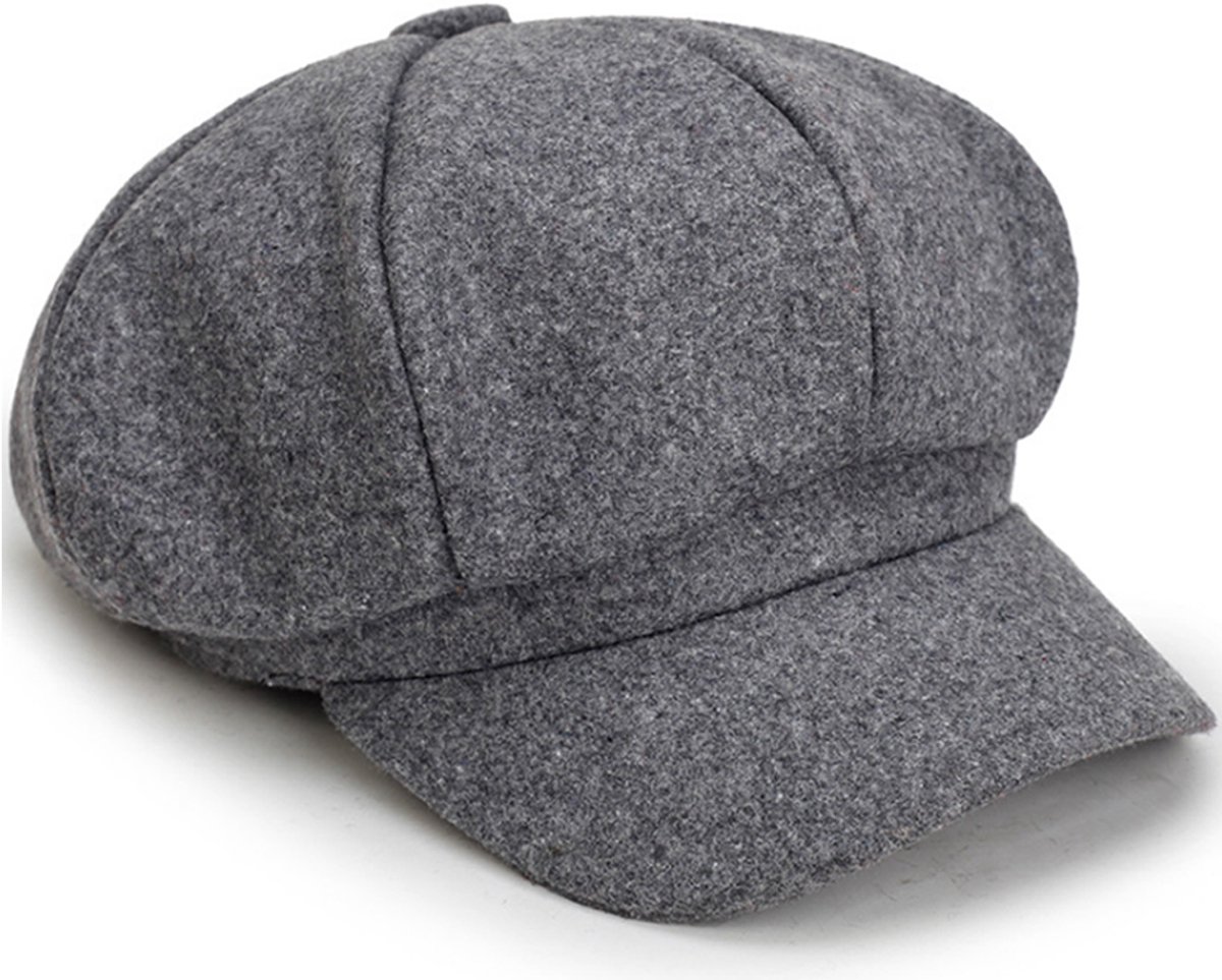 JeiibrZui Damesmutsen - Baret - Achthoekige Hoed Voor De Herfst En Winter - 1 Stuk - Casual Modieuze Schildersmuts Lichtgrijs