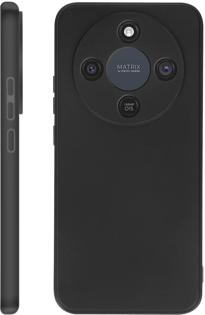 Avizar Hoes Geschikt voor Honor Magic 8 Lite Matte Afwerking van Zacht Siliconen, Zwart