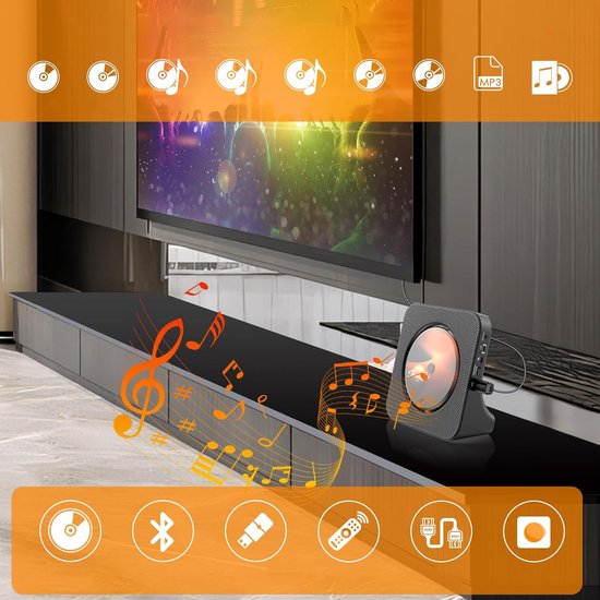 DVD Speler - 6-in-1 Multifunctionele DVD/CD-speler - Dubbele luidsprekers - Wit met HDMI & Bluetooth 5.0 - Voor Thuisbioscoop en Kinders — afbeelding 3