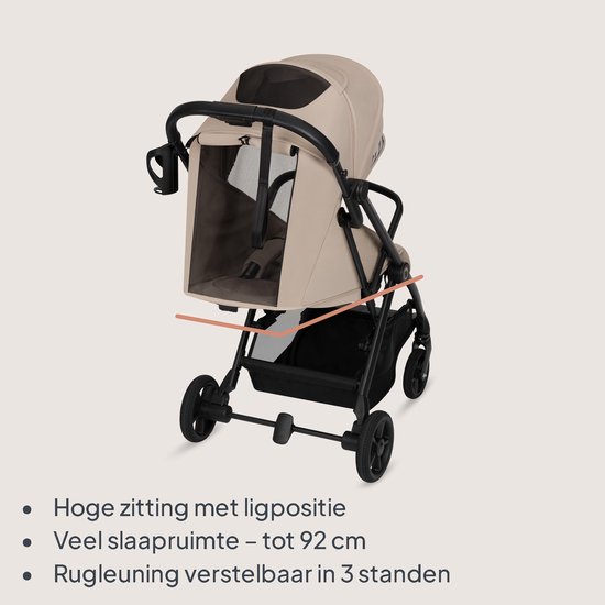 Lionelo Tansi Buggy - GravelTech Wielen - Inklapbaar Auto-Folding Systeem - Geschikt voor 6 Maanden tot 4 Jaar - Hoge Zitting tot 92 cm - 3-Stand Rugleuning - Dri-Seat Comfort - Inclusief Muggennet & Bekerhouder — afbeelding 4