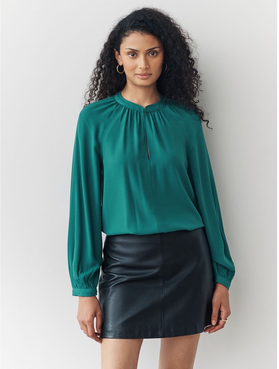 Next - Dames - Blouse met V-hals en lange mouwen - Blauw