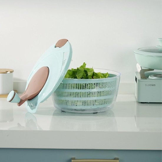 Slacentrifuge Keuken - Groenten Droger - Snel Salade Maken - Centrifugale Rotatie - 24x16 cm - Blauw — afbeelding 3