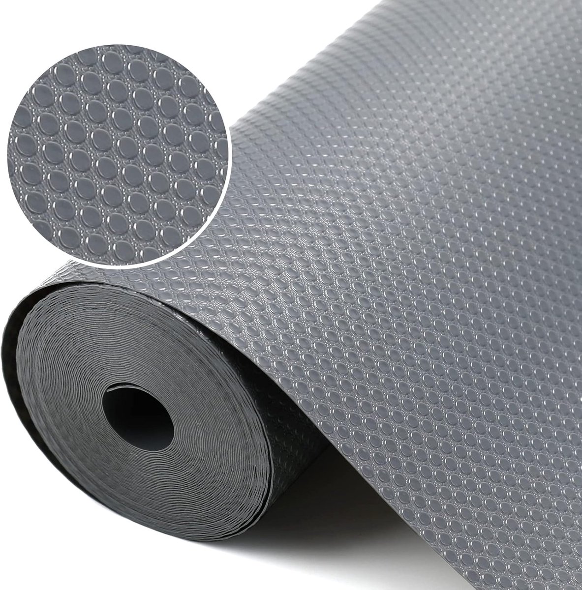 Kastinlegger – Ladeinlegger – Niet-klevende kunststof keukenlademat – Antislip kastmat – Voorraadkastinlegger – Schapinlegger – Mat voor onder de gootsteen – Wasbare koelkastinlegger – Grijs – 50 x 600 cm