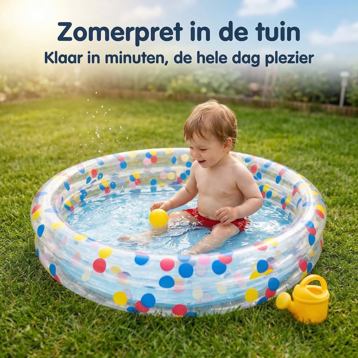 Cheqo® Opblaasbaar Zwembad - Kinderzwembad - Opblaasbaar Kinderzwembad - Baby Zwembad - Peuter Zwembad - Opblaasbad - Opblaasbaar Badje - Kinderbadje - Zwembadje - Rond Kinderzwembad - 2 Ring Zwembad - Stippen Kinderzwembad — afbeelding 4