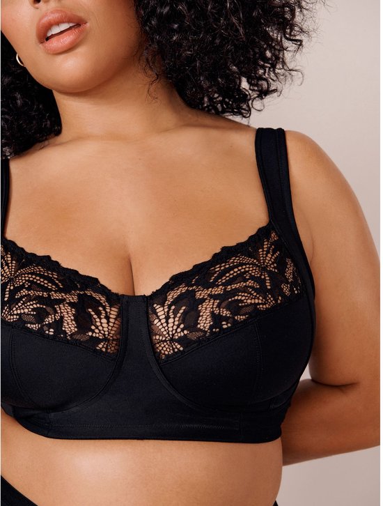 Next - Dames - F-K cup beha met ultiem comfort, gewatteerde bandjes, zonder vulling, zonder beugel en met zijsteun - Zwart