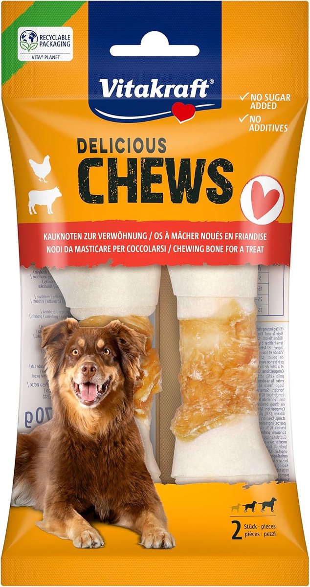 Honden Kauwknopen - Honden Snacks - Beloning Tussendoor - Vetarm Kip Rund - 1 x 2 Stuks
