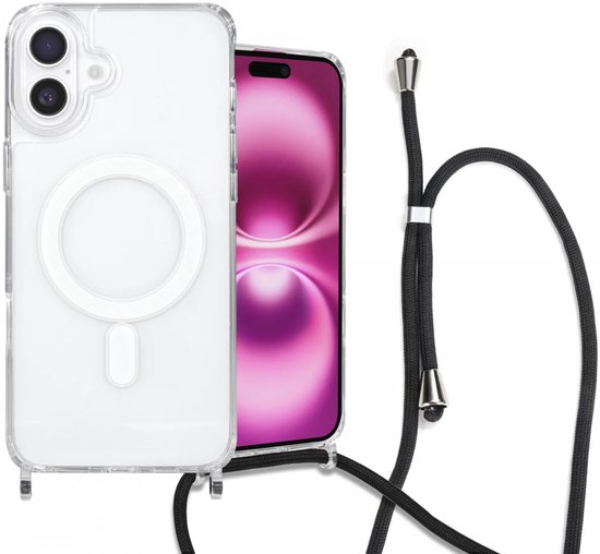 Selencia Sera Telefoonhoes met Koord en Envelop Pashouder voor de Apple iPhone 16 Pro - Taupe