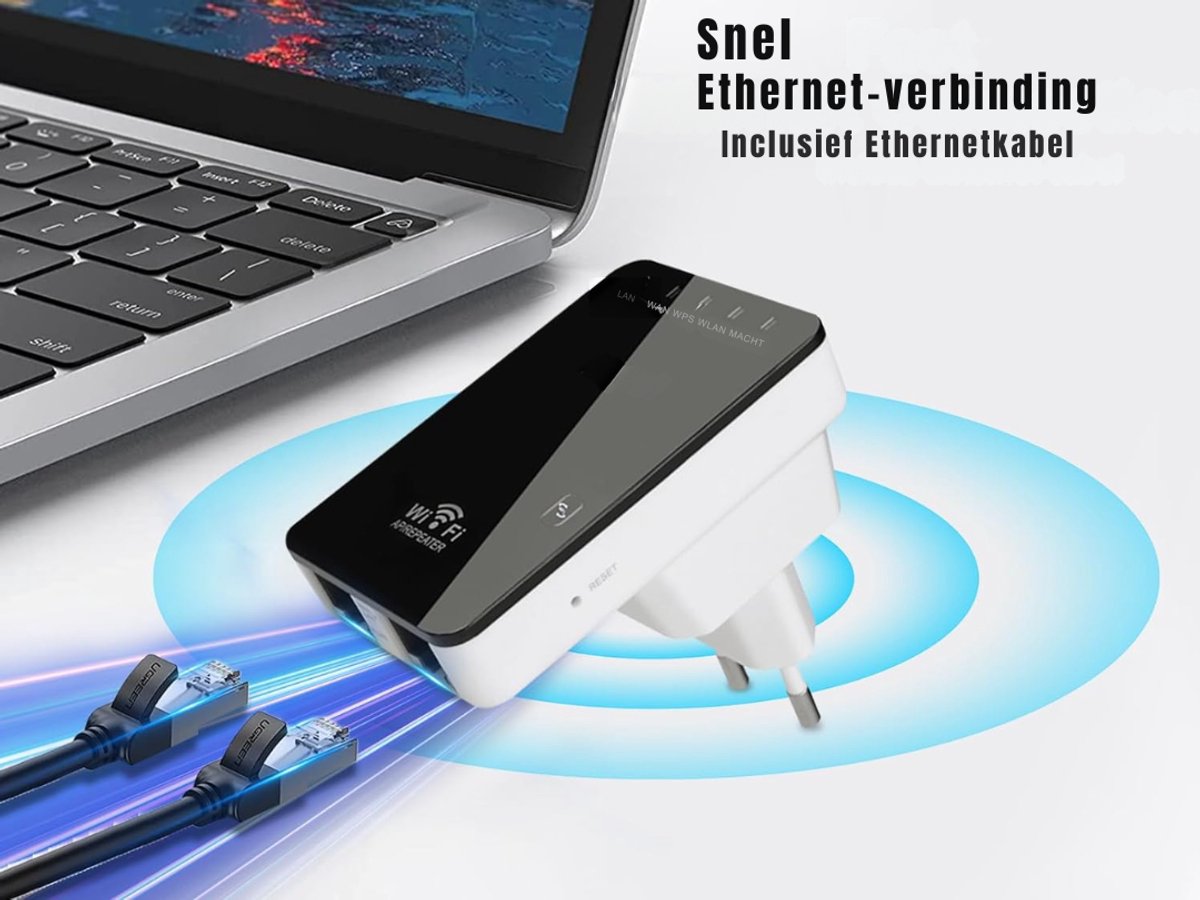 SVN® Wifi Versterker Stopcontact 1200 Mbit/s - Wit/Zwart - afbeelding 2