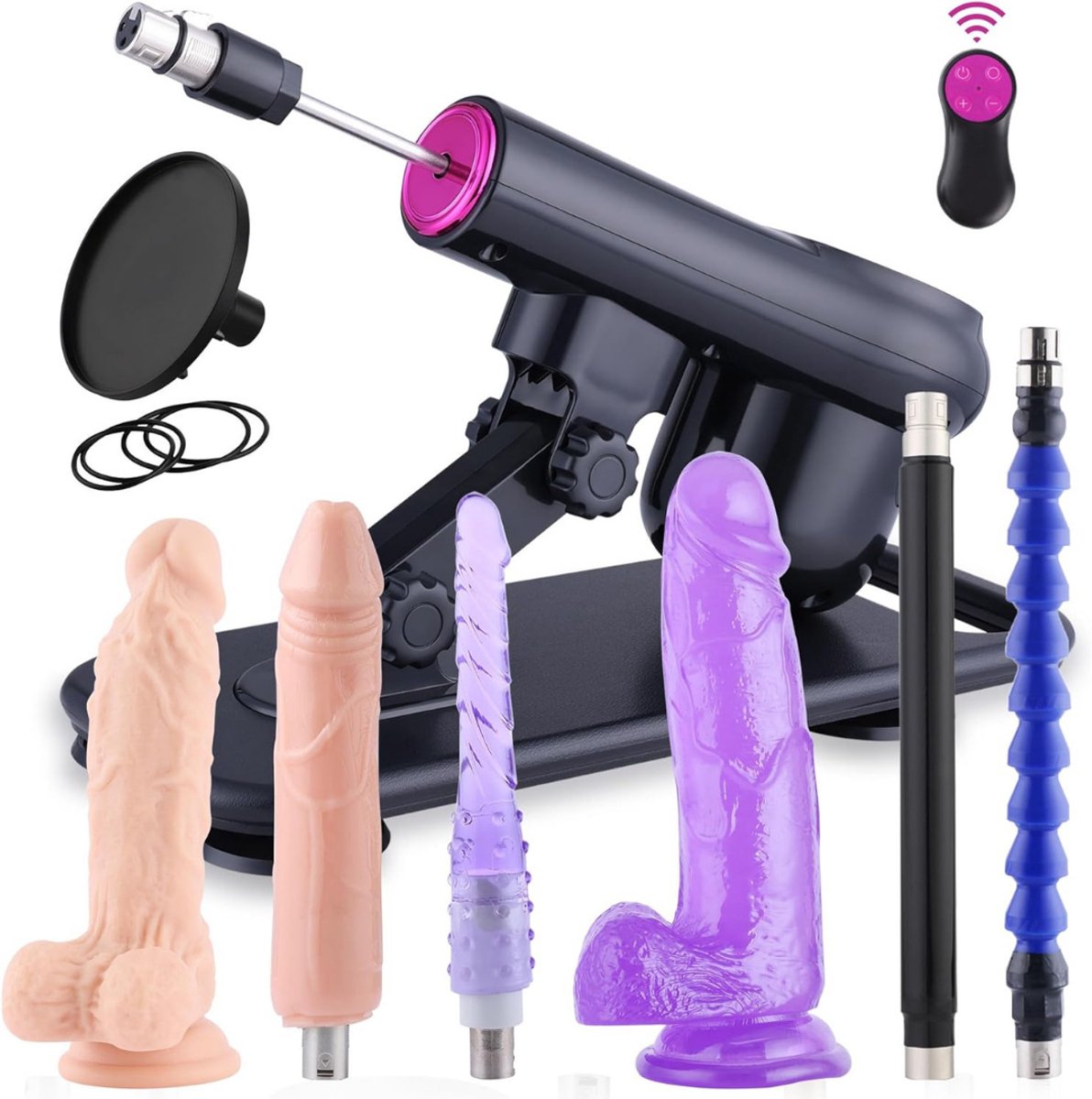 VIN® Sex Machine Met 7 Luxe Opzetstukken - Dildo - Neukmachine - Fuck machine Met Afstandsbediening - Compleet Sexmachine Pakket – Inclusief Dildo’s en Anaal Dildo's – Seksmachine Voor Mannen en Vrouwen - Discreet Verzonden