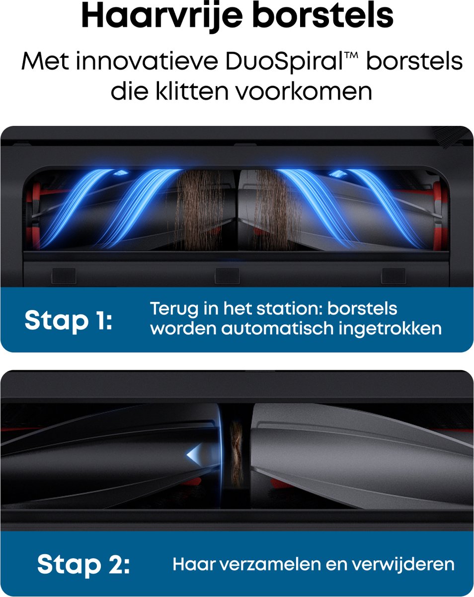 eufy Robotstofzuiger Omni E25, HydroJet dweilsysteem, 20.000 Pa zuigkracht, DuoSpiral borstels die ontklitten, CornerRover arm voor het schoonmaken van hoeken, alles-in-één station, voor gezinnen met huisdieren en kinderen. — afbeelding 5