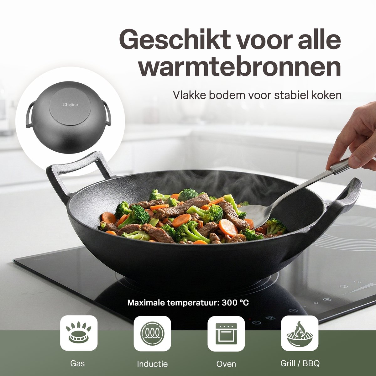 Gietijzeren Gietijzeren Ø36 cm Wokpan - afbeelding 4