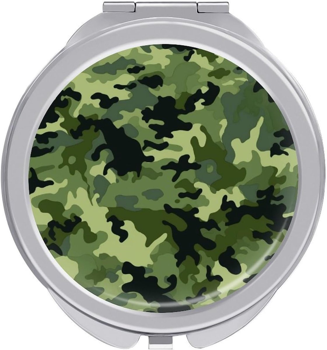 Make-up Spiegel - Compacte Spiegel - Voor Onderweg - Groene Print - 15 x 9.5 cm - Zilver