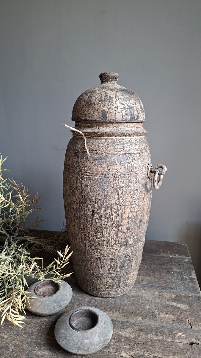 houten pot met deksel landelijk 1