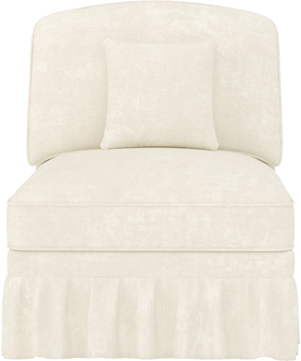 Wishdor 1-zits bankje zonder armleuningen - Chenille met kussen en franjes - Zachte zit met houten poten - Retro & vintage - Woonkamer en kleine ruimtes - Wit - 93 x 78 x 83,5 cm