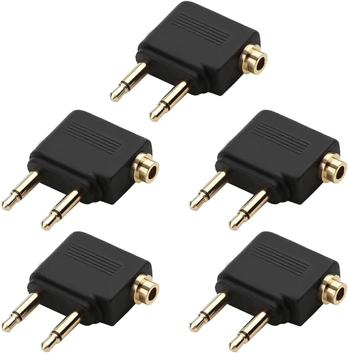 Jackplug Adapter - Hoofdtelefoon Connector - Vliegtuig Audio - 5 Stuks Set - 9 x 8 x 3 cm