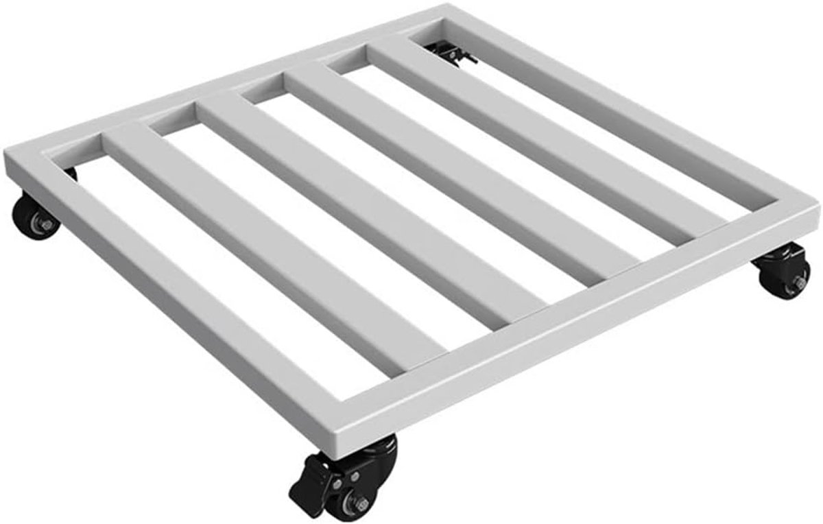 Plantendrager met wielen - Plantenkar trolley - Zware objecten verplaatsen - Verwijderbare metalen lade - 4 vergrendelbare wielen - Zwart