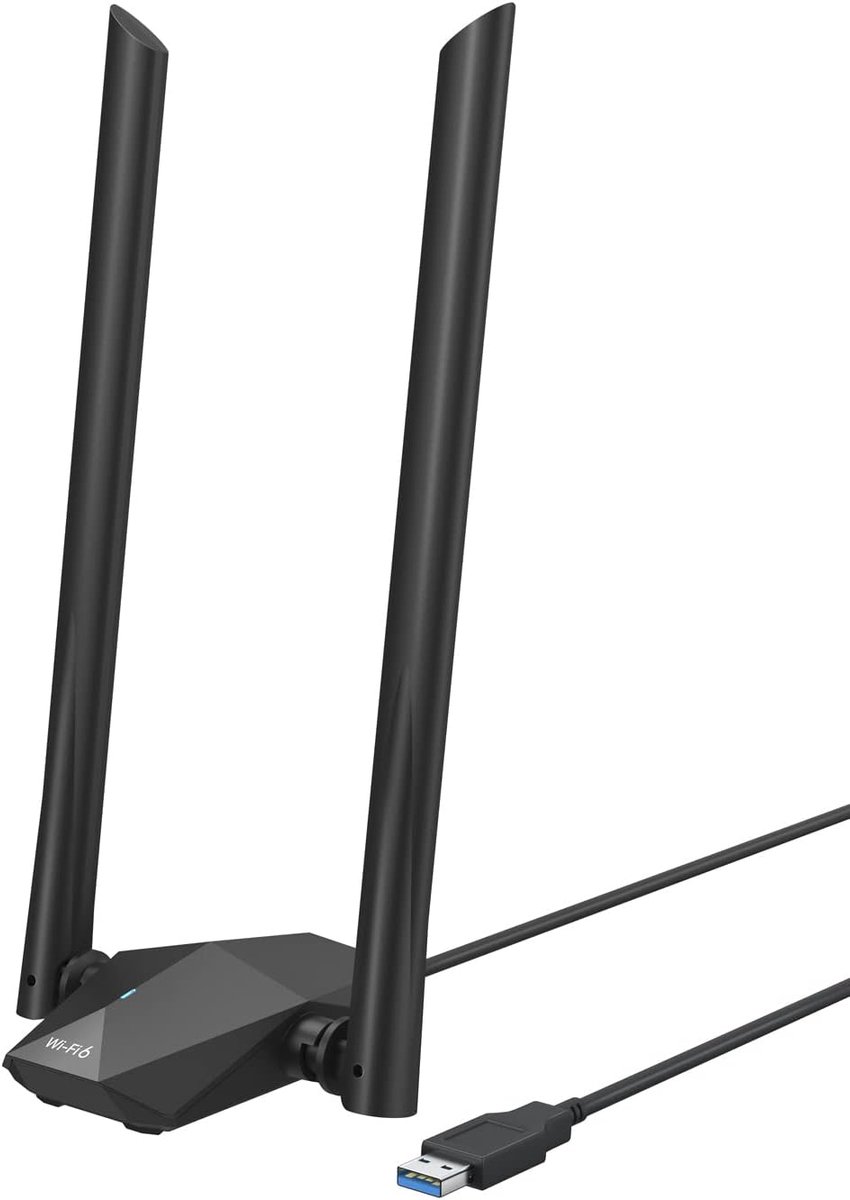 WiFi 6 Adapter - Draadloze Netwerkkaart - Snelle Internetverbinding - Met Hoge Versterking Antennes