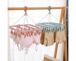 Dailygoods- Droogrek Draaibaar - Wasrek Inklapbaar - 32 Klemmen - Antislip - Opvouwbaar - Hoogwaardig PP-Plastic