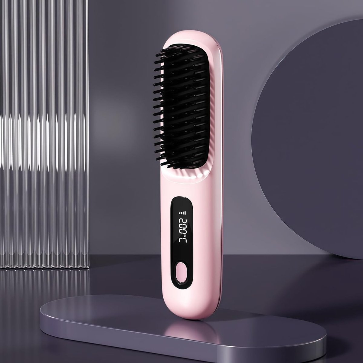 Draagbare Stijlborstel - Haarborstel Stijltang - Dagelijkse Styling - Keramische Verwarmingstechnologie - 21 x 9 x 5 cm - Roze