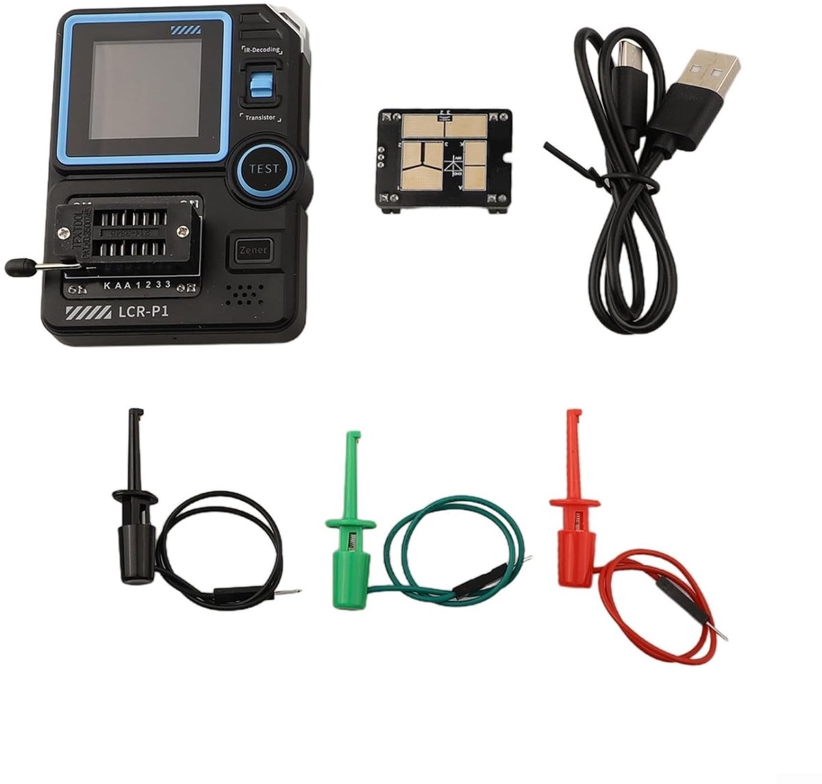 Transistor Tester - Component Analyzer - Elektronische Debugging - Vervangbaar Testbord - 12 x 5 x 2 cm - Zwart