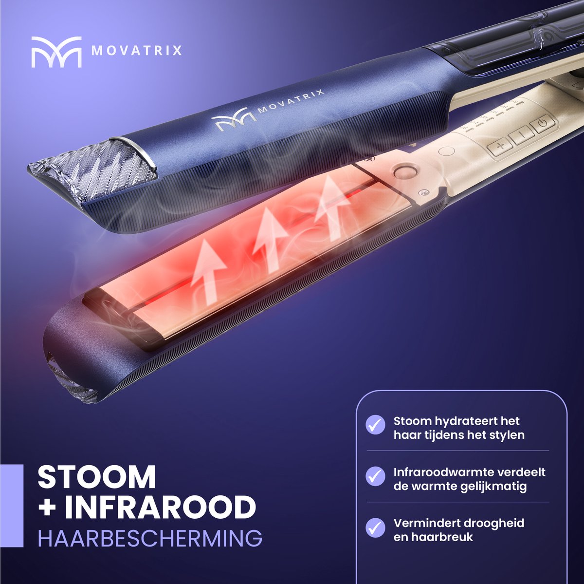 Movatrix Stoom Stijltang Professionele Stijltang met Keramische Platen - afbeelding 3