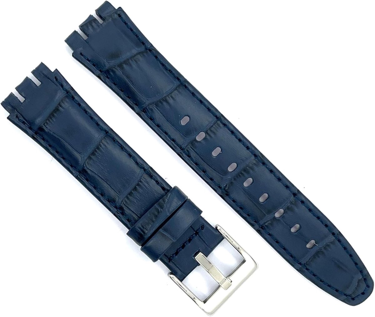 Leren Horlogeband - Croco Band - Dagelijks Gebruik - Anti-allergeen - 23mm - Zwart