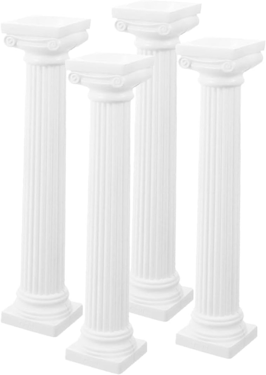 Romeinse Zuil Decoratie - Griekse Kolom Standbeeld - Miniatuur Huis Decor - Set van Vier Stukken