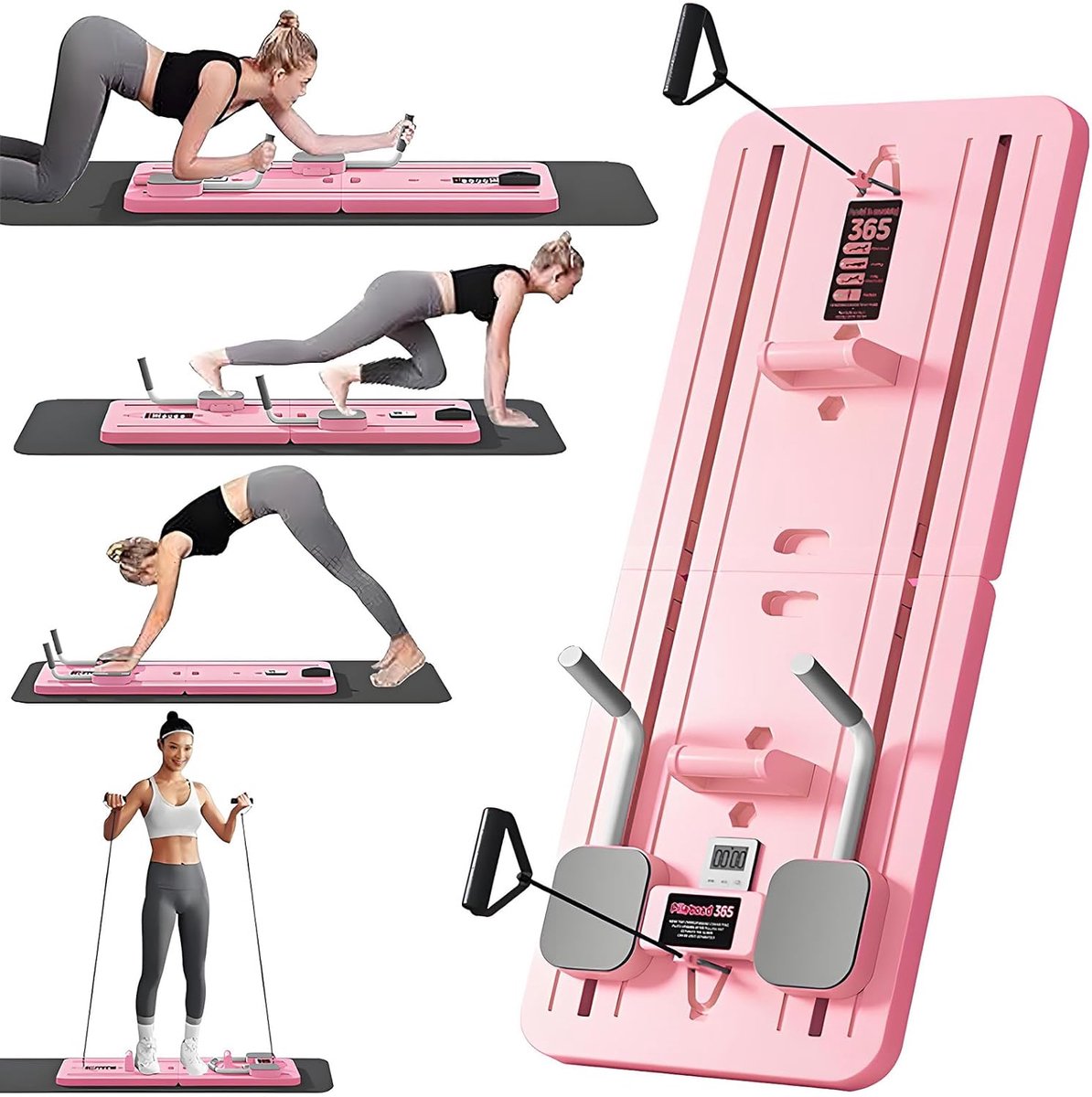 Pilates Bord - Fitness Apparaat - Core Training - Multifunctioneel Ontwerp - 106x41cm - Roze