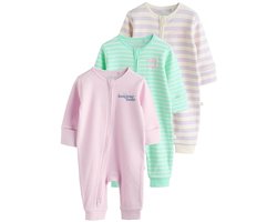 Next paars - Milk Club baby pyjama's met tweezijdige rits, 3 stuks verpakking