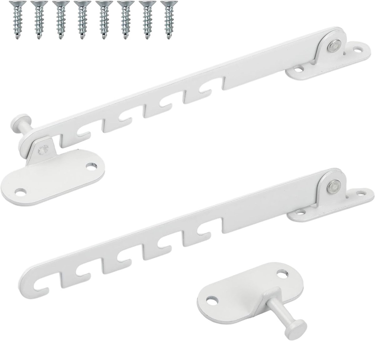 Raamstopper Set - Raamopener Limiter - Ventilatie Beveiligen - Verstelbare Opening - 53-133 mm - Wit