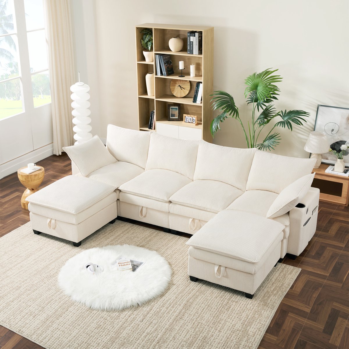 Wishdor - Modulaire Hoekbank - Met Opbergruimte En USB-Aansluitingen - Modern - Corduroy -